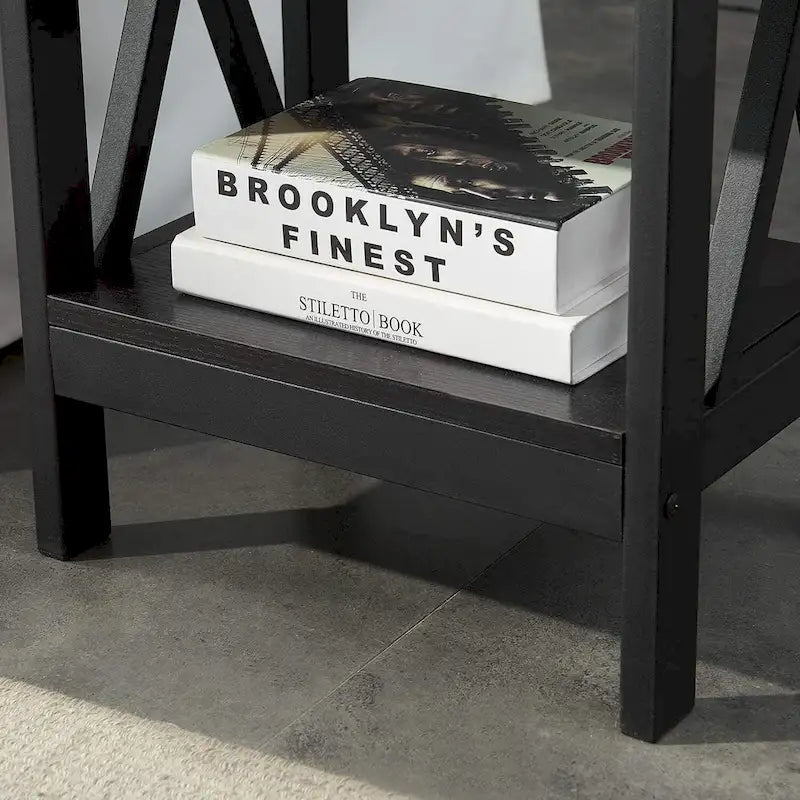 VECELO Modern End Tables with 3-Tier Open Storage Shelves, Side Tables and Nightstands