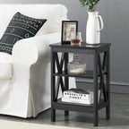 VECELO Modern End Tables with 3-Tier Open Storage Shelves, Side Tables and Nightstands