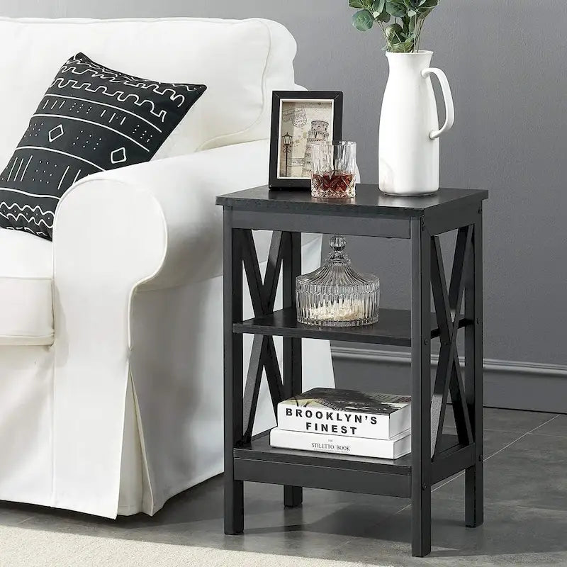 VECELO Modern End Tables with 3-Tier Open Storage Shelves, Side Tables and Nightstands
