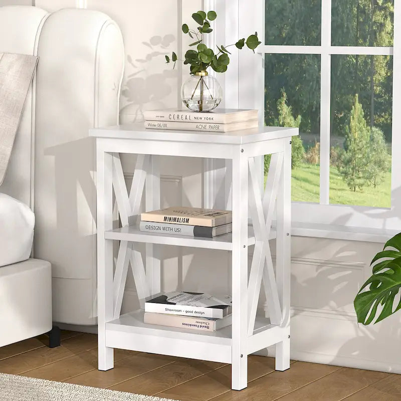 VECELO Modern End Tables with 3-Tier Open Storage Shelves, Side Tables and Nightstands