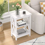 VECELO Modern End Tables with 3-Tier Open Storage Shelves, Side Tables and Nightstands