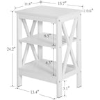 VECELO Modern End Tables with 3-Tier Open Storage Shelves, Side Tables and Nightstands