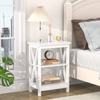 VECELO Modern End Tables with 3-Tier Open Storage Shelves, Side Tables and Nightstands