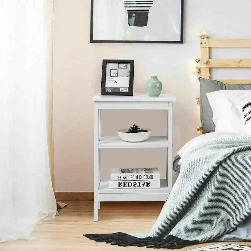 VECELO Modern End Tables with 3-Tier Open Storage Shelves, Side Tables and Nightstands