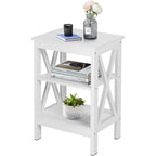 VECELO Modern End Tables with 3-Tier Open Storage Shelves, Side Tables and Nightstands
