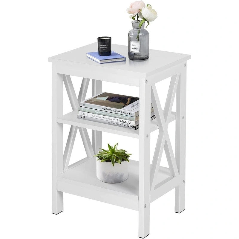 VECELO Modern End Tables with 3-Tier Open Storage Shelves, Side Tables and Nightstands