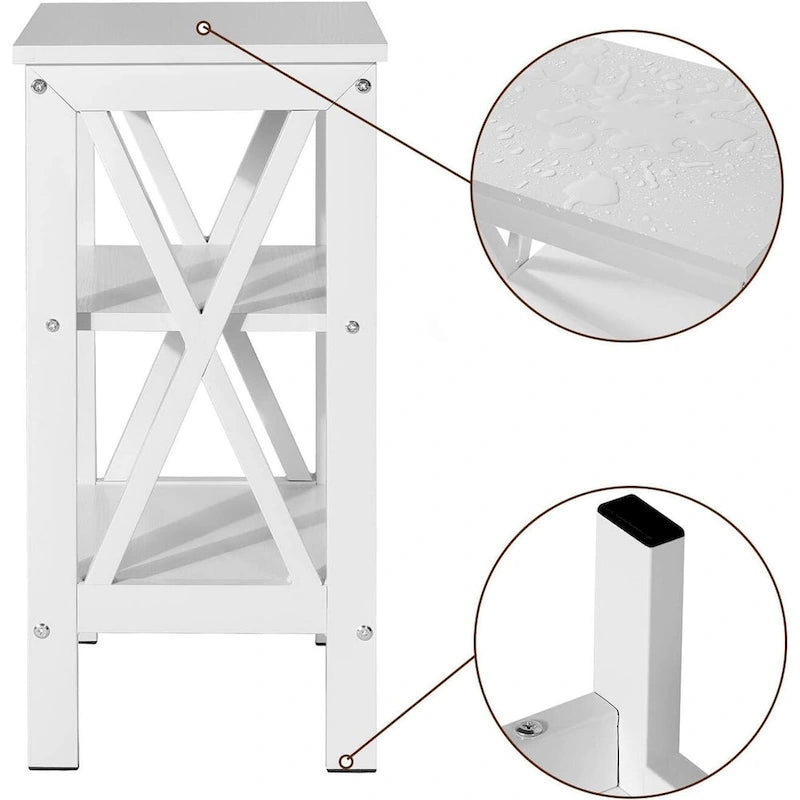 VECELO Modern End Tables with 3-Tier Open Storage Shelves, Side Tables and Nightstands