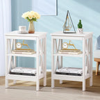 VECELO Modern End Tables with 3-Tier Open Storage Shelves, Side Tables and Nightstands