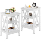 VECELO Modern End Tables with 3-Tier Open Storage Shelves, Side Tables and Nightstands