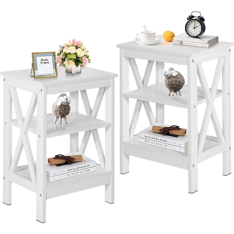 VECELO Modern End Tables with 3-Tier Open Storage Shelves, Side Tables and Nightstands