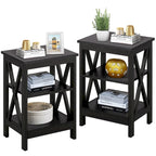 VECELO Modern End Tables with 3-Tier Open Storage Shelves, Side Tables and Nightstands
