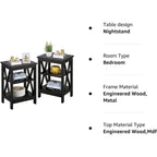 VECELO Modern End Tables with 3-Tier Open Storage Shelves, Side Tables and Nightstands