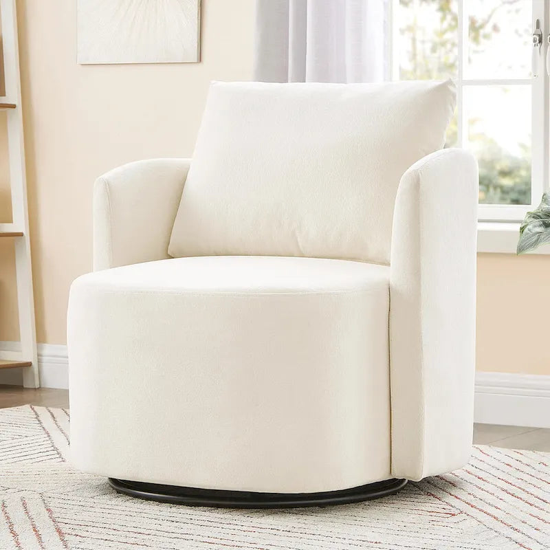 360 Swivel Chair, 29.9  Accent Barrel Armchair, Upholstered Swivel Sofa Chair with Curved Design