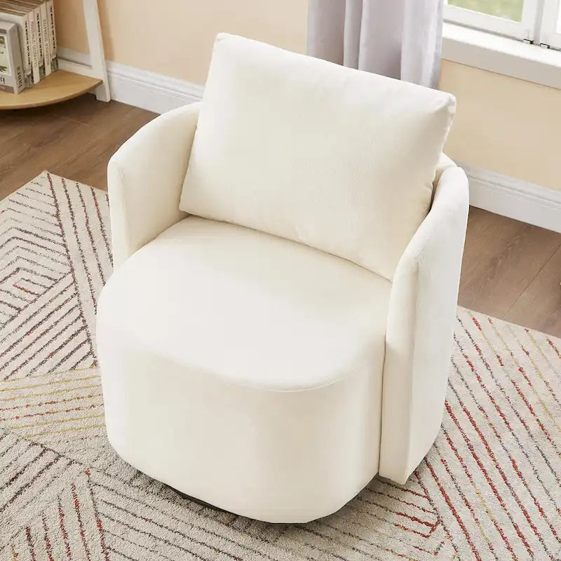 360 Swivel Chair, 29.9  Accent Barrel Armchair, Upholstered Swivel Sofa Chair with Curved Design