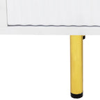 Modern Warm White TV Stand with 2 Storage Cabinets and 2 Soft Close Drawers for Apartments and Living Rooms