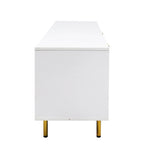 Modern Warm White TV Stand with 2 Storage Cabinets and 2 Soft Close Drawers for Apartments and Living Rooms