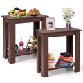 Gymax 2 PCS 2-Tier End Table Modern Sofa Bedside Compact Nightstand w/