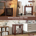 Gymax 2 PCS 2-Tier End Table Modern Sofa Bedside Compact Nightstand w/