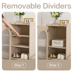 Cream White Shoe Bench with Storage Cabinet and Solid Wood Legs for Organized Entryways