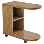 C Shaped Sofa Side Table, Mobile End Table with Storage