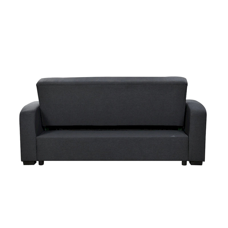 Roomfitters 75 Inch 3 in 1 Convertible Modern Sofa with Convenient Pull Out Bed, Reclining Backrest, Cup Holders, Pillows