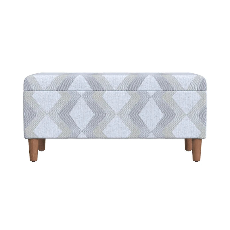 Zia Accent Storage Bench, Cream Gray Woven Diamond Pattern, 36 Inch
