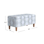 Zia Accent Storage Bench, Cream Gray Woven Diamond Pattern, 36 Inch