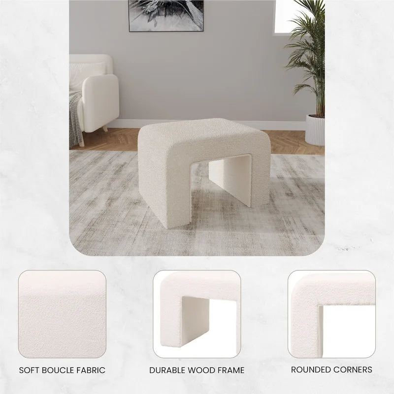 Vint 26  Modern Bench Upholstered in Velvet or Boucle With Padded Foam Seat for Living Room Bedroom Home Office