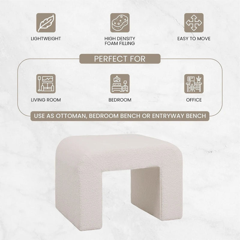 Vint 26  Modern Bench Upholstered in Velvet or Boucle With Padded Foam Seat for Living Room Bedroom Home Office