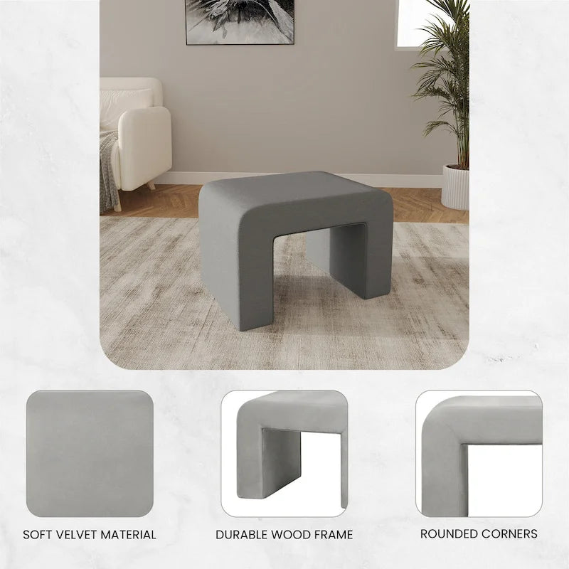 Vint 26  Modern Bench Upholstered in Velvet or Boucle With Padded Foam Seat for Living Room Bedroom Home Office