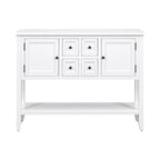 White 4-drawer Buffet Sideboard Console Table with Bottom Shelf