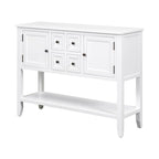 White 4-drawer Buffet Sideboard Console Table with Bottom Shelf