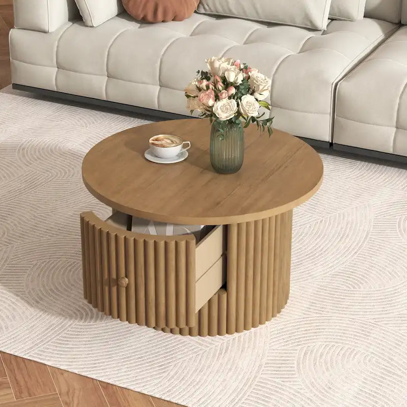 30.5  MDF Coffee Table with Drawer & Slat Base
