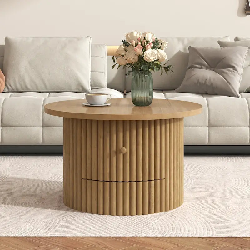 30.5  MDF Coffee Table with Drawer & Slat Base