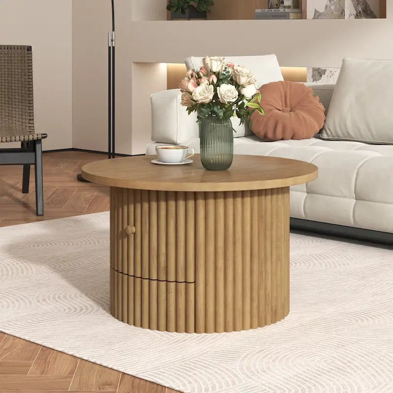 30.5  MDF Coffee Table with Drawer & Slat Base