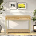 45.5  MDF Retro Console Table with Gold Accents, 2 Storage Drawers and Geometric Design