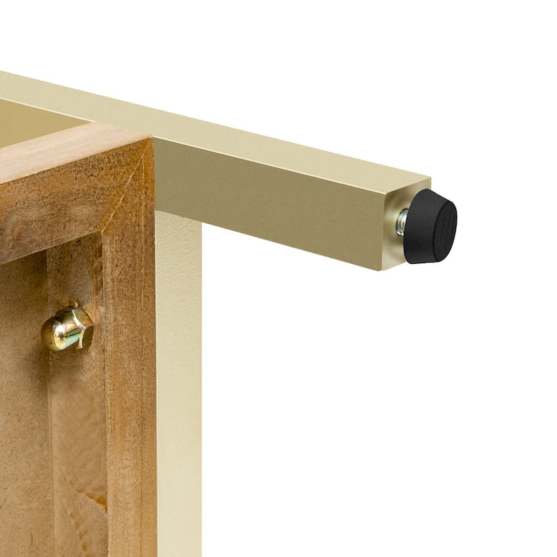 45.5  MDF Retro Console Table with Gold Accents, 2 Storage Drawers and Geometric Design