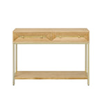 45.5  MDF Retro Console Table with Gold Accents, 2 Storage Drawers and Geometric Design