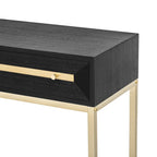 45.5  MDF Retro Console Table with Gold Accents, 2 Storage Drawers and Geometric Design