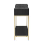 45.5  MDF Retro Console Table with Gold Accents, 2 Storage Drawers and Geometric Design