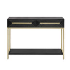 45.5  MDF Retro Console Table with Gold Accents, 2 Storage Drawers and Geometric Design