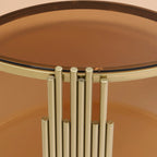 31.5  Tempered Glass Coffee Table with Asymmetrical Metal Design and Lower Shelf