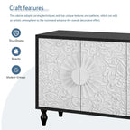 63  Accent TV Stand with Carved Doors & Wood Legs for Living Room