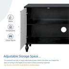 63  Accent TV Stand with Carved Doors & Wood Legs for Living Room