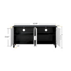 63  Accent TV Stand with Carved Doors & Wood Legs for Living Room