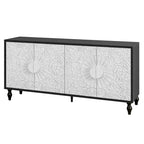 63  Accent TV Stand with Carved Doors & Wood Legs for Living Room