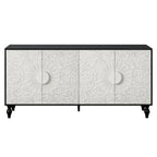 63  Accent TV Stand with Carved Doors & Wood Legs for Living Room