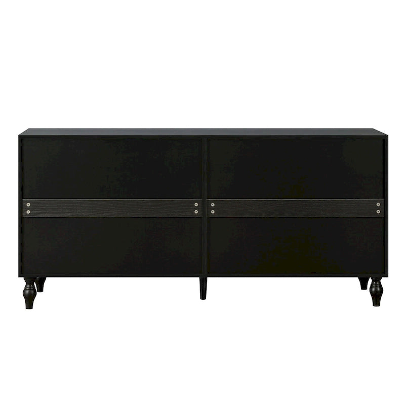 63  Accent TV Stand with Carved Doors & Wood Legs for Living Room