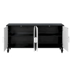 63  Accent TV Stand with Carved Doors & Wood Legs for Living Room
