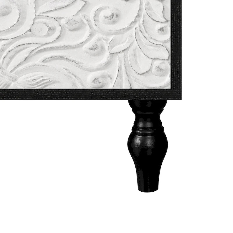 63  Accent TV Stand with Carved Doors & Wood Legs for Living Room